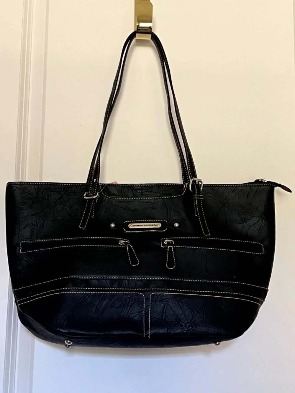 NWT Stone Mountain Leather Black Organizer Bag